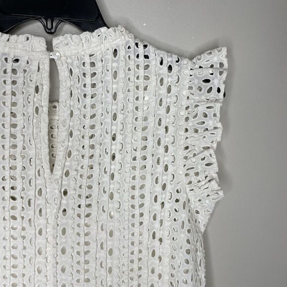 MADEWELL Womens Eyelet Ruffle-Sleeve Mini Dress NWOT Ivory Cotton AN137 Size XS - Picture 9 of 12
